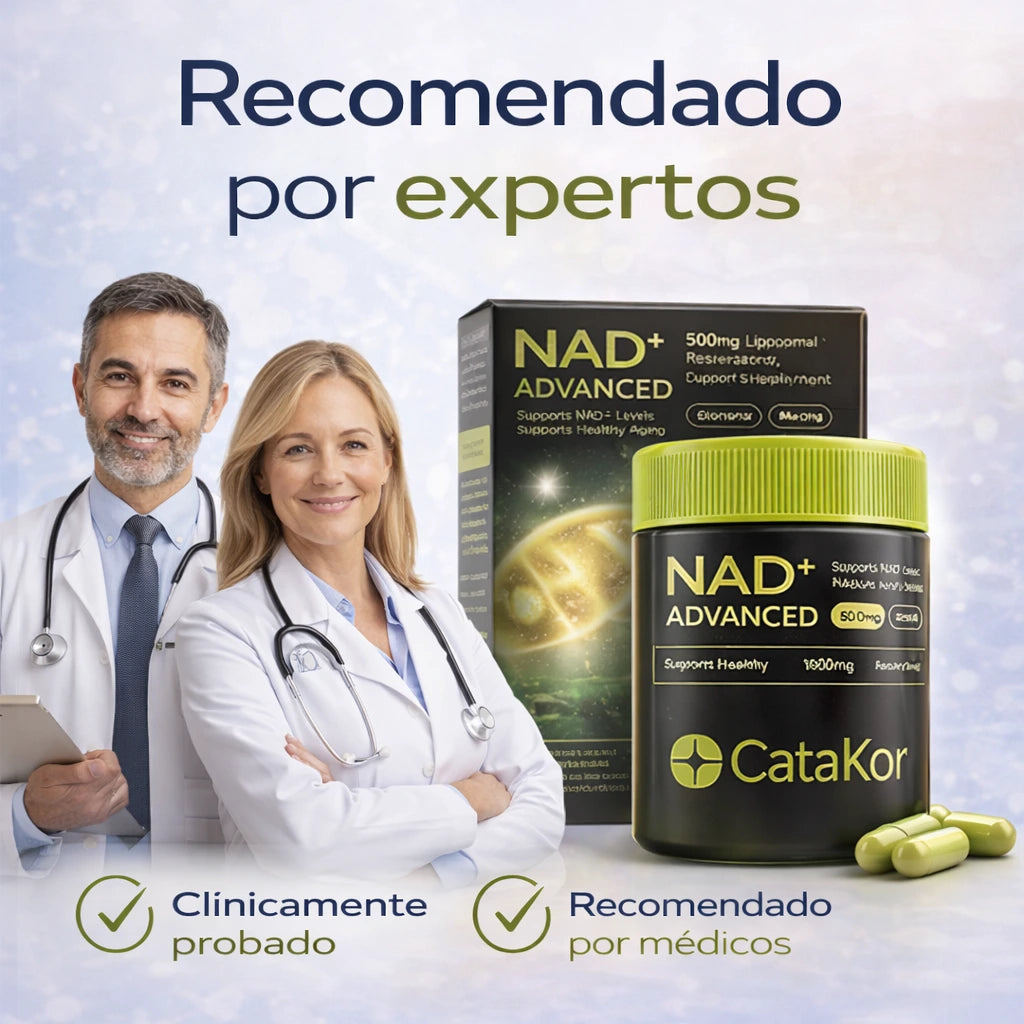 NAD+ Catakor™: Suplemento antienvejecimiento con soporte celular avanzado para combatir arrugas desde el interior.