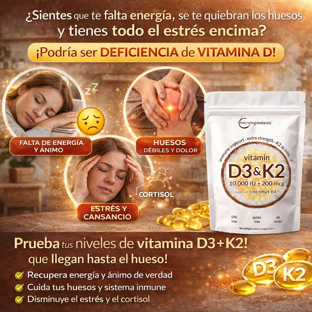 Vitamina D3 y K2 MI™:Suplemento para defensas bajas y cansancio constante
