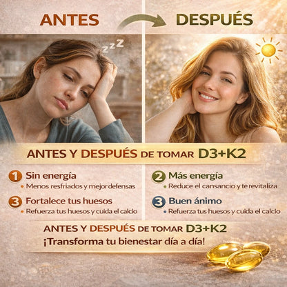 Vitamina D3 y K2 MI™:Suplemento para defensas bajas y cansancio constante