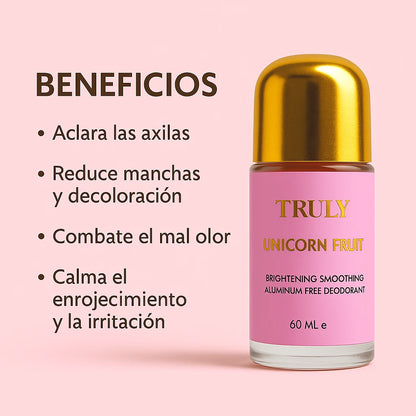 Truly Unicorn Fruit™: Desodorante Sin Aluminio Que Suaviza, Aclara y Controla el Mal Olor+ Envío Gratis