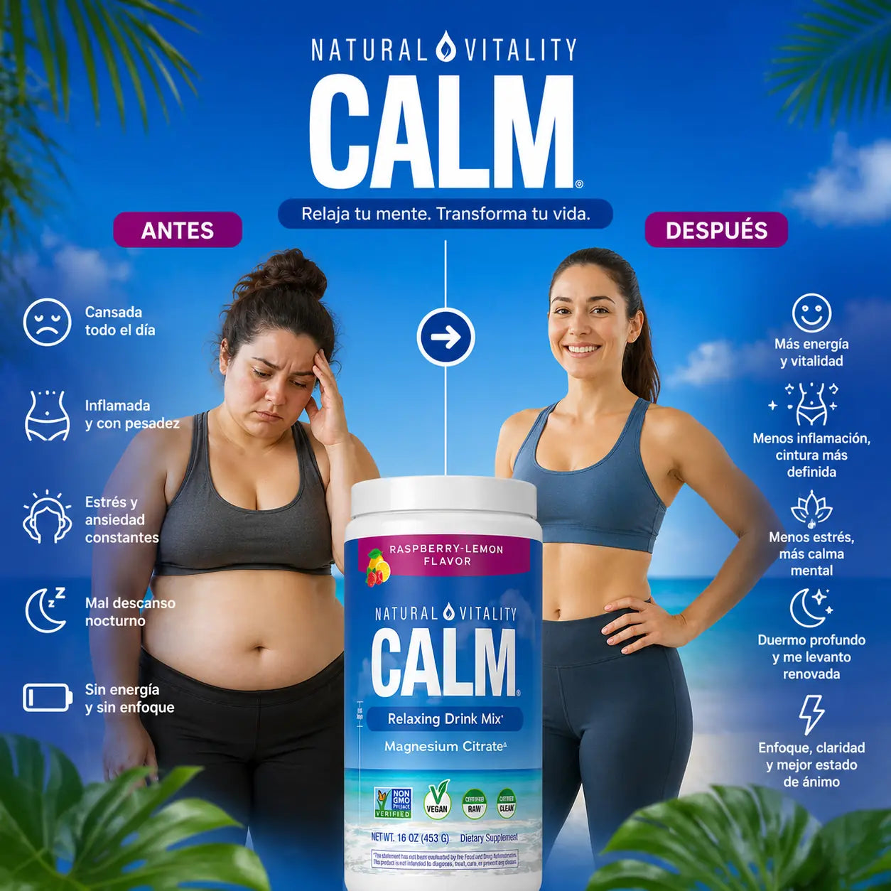 Citrato de Magnesio Calm® Sabor Frambuesa Limon 16 Oz
