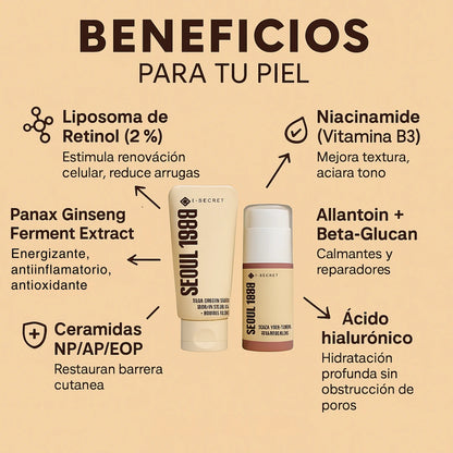 Kit de skincare coreano (Serum facial + Crema para contorno de ojos) Seoul 1988®